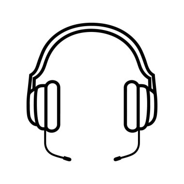 Bu resim bir mikrofonla tamamlanmış, izole edilmiş siyah bir kulaklık tasvir ediyor. Temiz ve anlaşılır bir şekilde yansıtılması ikonik şekli ve işlevselliği vurguluyor. Beyaz arkaplan.