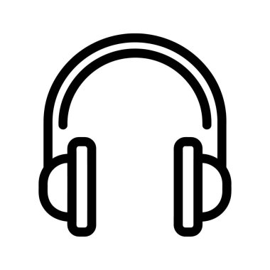 Özetlenmiş siyah kulaklık sembolü basit ve modern görünür, çeşitli dijital uygulamalar için uygundur, kusursuz entegrasyon için beyaz arka plan idealine karşıdır.