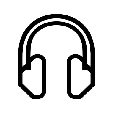 İzole edilmiş bir ikon tarzı kulaklık ana hatları basit bir siyah hatla gösterilir ve temiz beyaz bir arkaplanda izole edilir..