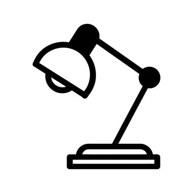 Basit siyah çizgiler ayarlanabilir bir masa lambasını gösteriyor. Abajur, kol ve temeli beyaz bir zemin üzerinde dinleniyor. Minimalist bir estetik yaratıyor..