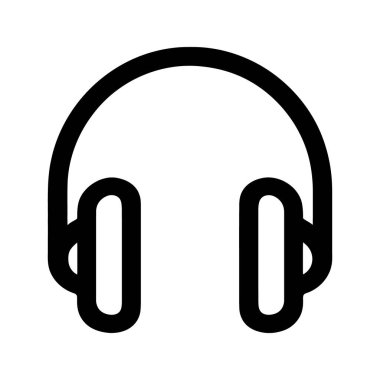 Basitleştirilmiş kulaklık simgesi bugün beyaz arkaplanda modern ses bağlantısını gösterir.