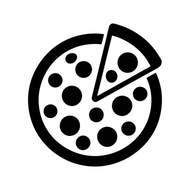 Beyaz arka planı olmayan basit bir siyah pizza çemberi fast food 'u temsil ediyor. Minimalist görüntü, kolay tanınan tek bir öğeyi yakalar: Gıda..