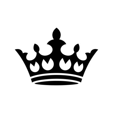 Ayrıntılı üst noktalara sahip siyah taç beyaz bir arkaplanda izole edilmiş bir kraliyet gölgesi bırakıyor. Beyaz arka planda gücü ve asaleti simgeliyor..