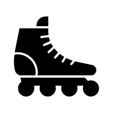 Siyah siluet, temiz beyaz bir arkaplanda izole edilmiş paten kayarken klasik tasarım ve spor ekipmanları cazibesini gösteriyor..