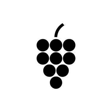 Çemberli basit geometrik üzüm kümesi simgesi ve miniminalist projelerde kullanılmak üzere açık beyaz bir arkaplan üzerinde kök.