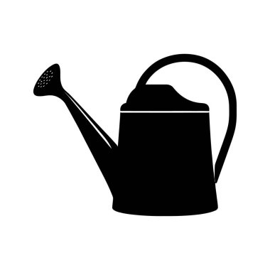 Bu basit siluet bir sulama kutusu simgesi sunuyor, siyahla çizilmiş, beyaz arka plana karşı duruyor, bahçeyle ilgili kaynaklar için ideal..