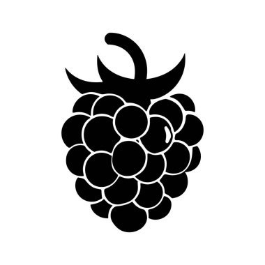 Yalnız bir siluet mükemmel olgunlaşmış bir böğürtlen tasvir eder, temiz beyaz bir arkaplanda sergilenir, karmaşık dokusu ve şekli basit bir görsel cazibe için vurgulanır..