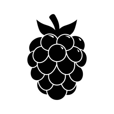 Siyah böğürtlen silueti beyaz arka planda sunuluyor. Lezzetli görünen yapraklar, birden fazla yaratıcı proje için uygun hale getiriyor ve kullanılıyor..