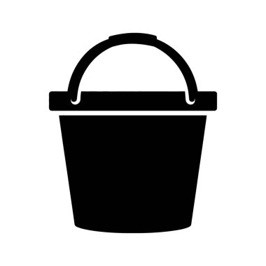 Saplı bir siyah kova simgesi, temiz bir arkaplanda izole edilmiş basit ve temel bir araç nesnesi gösterir. Siluet berraklık ve dolambaçsızlık sunuyor..