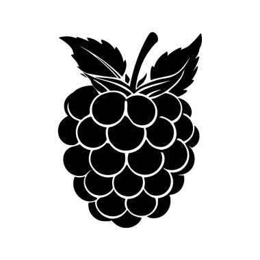 Beyaz arka planda belirgin yaprakları olan siyah ahududu silueti, resmi logolar ve yaratıcı projeler için ideal hale getiriyor..