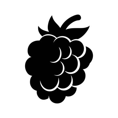 İzole edilmiş siyah böğürtlen silueti ayrıntılı ve basit bir düz tasarım gösteriyor. Monokrom görüntüsü temiz, keskin ve beyaz bir arkaplanda sunuluyor..