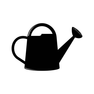 Siluet sulama tenekesinin beyaz arka planda sapı olan klasik bir şekli vardır..