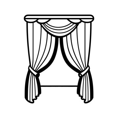 Siyah ve beyaz dış hatlar arka pencere perdelerini gösteriyor. Beyaz arka planda da özel bir kapağı var..