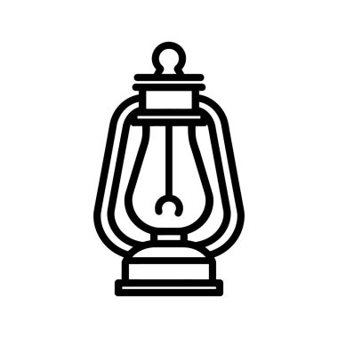 Siyah ana hat, kavisli saplı klasik bir gaz lambası gösteriyor. Nesne beyaz bir arkaplanda izole edilmiştir.