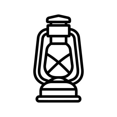 Taslak simge klasik tasarım ile klasik bir gaz lambası görüntüler, beyaz bir arkaplanda izole edilmiş, basit çizgiler ve retro tarzı gösterir.