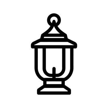 Ana hatlar, ayrıntılı doğrusal sunum ile vurgulanmış sofistike ve klasik bir fener sergiliyor, beyaz bir arkaplana karşı karmaşık tasarımını vurguluyor.