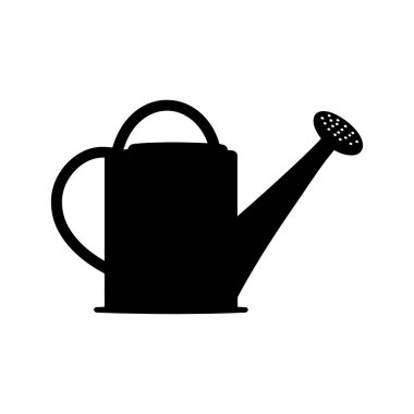 Basit bir sulama kutusu aracı silueti beyaz bir arkaplan üzerinde sunulur; simge bahçıvanlık temel vurgular.