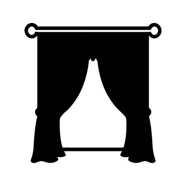 Basit siyah siluet, beyaz arka planda lüks bir perde ve olta olduğunu gösteriyor. Bu vektör iç tasarım ve dekor elementlerini temsil etmek için idealdir.