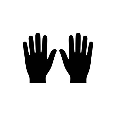 Avuç içlerinin beyaz bir zemine değdiğini gösteren iki siyah insan eli. Görüntü, açık ellerin şeklini ve siluetini gösteriyor.