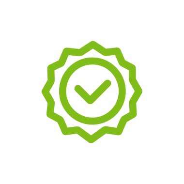Minimalist bir vektör, kenarları pürüzlü, işaretli yeşil bir çember çizer. Bu, onaylama, başarılı tamamlama ve beyaz arka planda olumlu bir tepkiyi temsil eder..