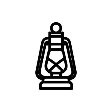 Siyah çizilmiş klasik bir fener beyaz bir arka planda parlar, eski moda aydınlatmanın özünü yakalar..