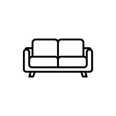 Basit bir taslak iki minder kanepeyi temsil eder. Kısa bacakları beyaz bir arkaplan üzerine kuruludur. Minimalist bir temsil yaratır..