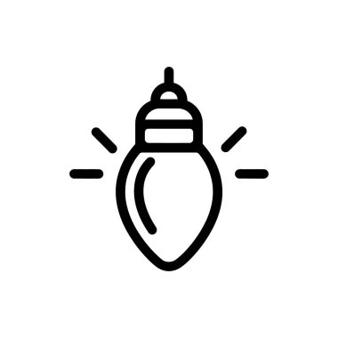 Siyah çizgi çizimi, minimalist tarzını vurgulamak için beyaz bir arkaplanda sunulan parlak ışıklar saçan basit bir ışık ampulünü gösterir..