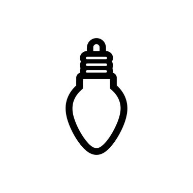 Yuvarlak ampul şekilli ve standart vida bazlı siyah bir ampulün dış hatları parlak beyaz arka planda izole edilmiştir..