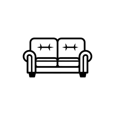 Basit siyah taslak, beyaz arkaplan üzerine kurulmuş, temiz çizgileri ve minimalist tasarımı olan modern iki koltuğu sergiliyor..