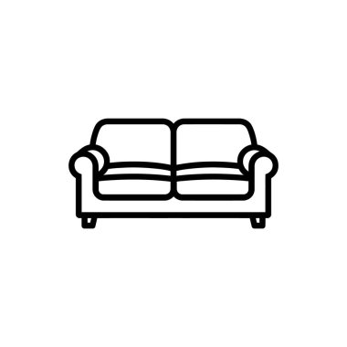 Siyah hat, modern mobilya tasarımları için beyaz bir arka plana sahip rahat kanepenin iç dekorasyon, tasarım düzeni ve diğer amaçlar için mükemmel olduğunu gösteriyor..