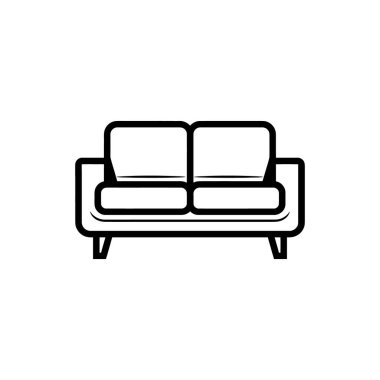 Minimalist siyah taslak modern iki koltuklu kanepeyi sunar. Pürüzsüz, basit şekli rahatlığını ön plana çıkarıyor. Bu da onu beyaz arka planda görsel olarak çekici kılıyor..