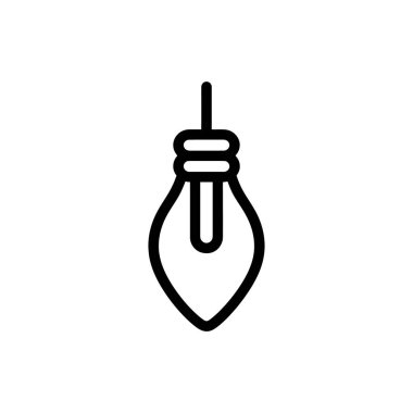 Vektör ana hatları, beyaz bir arkaplan karşısında fikirleri ve çözümleri sembolize eden, yenilik veya konsept temaları için ideal bir asma ampulü gösterir.