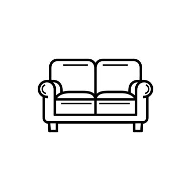 Taslak çizimi, beyaz arka planda minimalist iki koltuğu gösteriyor. Bu basit kanepe çeşitli iç mekanlar için oturma seçeneği sunar.