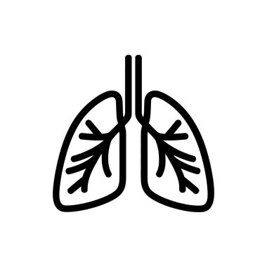 Taslak çizimi, insan akciğerleri ve bronş ağacını basit bir tıbbi yöntemle sunar; sadece beyaz bir arkaplanda resmedilir..