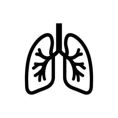 Basit bir siyah akciğer simgesi, insan solunum sistemini gösterir. Organın anatomik detaylarını temiz, minimalist beyaz arka planda gösterir..