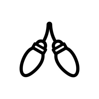 Tek bir siyah çizgi çizimi iki akçaağaç tohumu gösteriyor, her biri küçük eğri bir gövdeye bağlı, basit bir beyaz arkaplan üzerine kurulmuş..