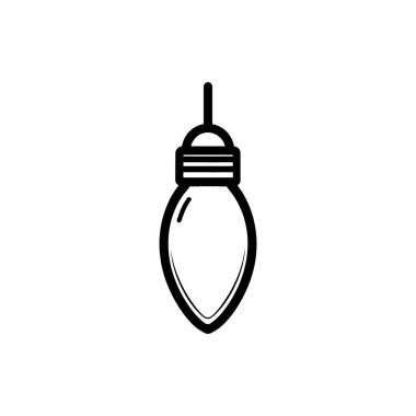 Tek dekoratif Noel ampulü beyaz arka planda asılı duruyor. Minimalist bir bayram ikonu sunuyor..