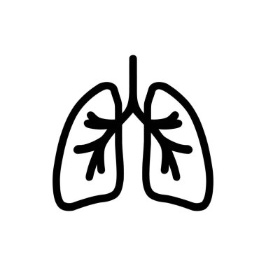 Tarz sahibi bir siyah insan akciğeri ikonu, solunum sağlığı için mükemmel, tıbbi, eğitici veya sembolik temsil eden beyaz arka plana karşı tek başına ayakta durmaktadır..