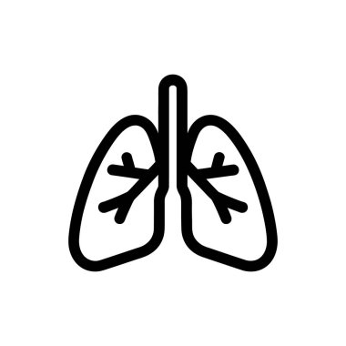 Anatomik akciğer ana hatları, solunum sistemi parçalarının beyaz bir arkaplan üzerinde koyu siyah bir darbeyle akciğer anatomisini vurguluyor..