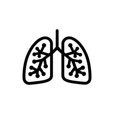 Siyah çizgi, beyaz arka planda solunum sisteminin kilit özelliklerini ve yapısını gösteren insan akciğerlerinin detaylı bir anatomisini gösteriyor..