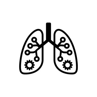 Siyah akciğer vektörünün beyaz arka plana yerleştirilen akciğerlerin içindeki daireler gibi soyut bir dalı vardır..