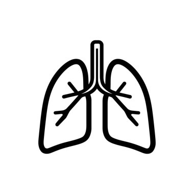 Siyah akciğer ana hatları beyaz arka planda sağlıklı solunum sistemi gösteriyor; solunum ve akciğer sorunlarını tanımlamak için tıbbi alanda kullanılıyor..