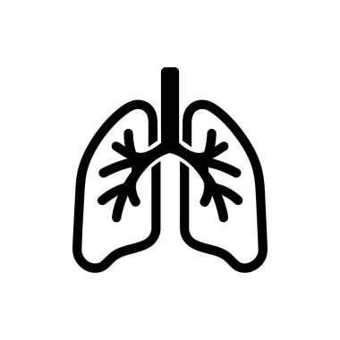 Solunum için hayati önem taşıyan bronşları ve soluk borusunu gösteren siyah akciğer yapısı beyaz arka planda resmedilmiş..