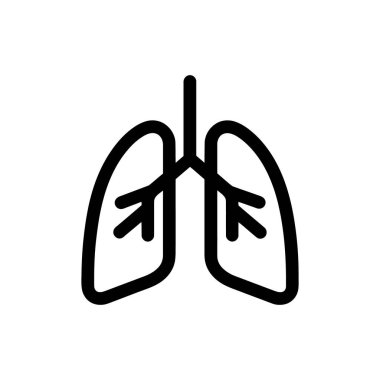 Siyah ve beyaz çizimler insan akciğerlerinin sunulduğunu gösteriyor. Beyaz arka plana karşı nefes alma ve sağlıklı solunum süreçlerini temsil etmek için tasarlanmış..