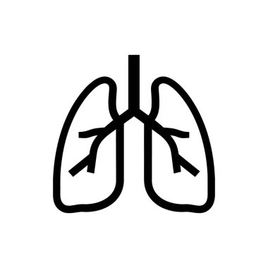 Bronş ağacını gösteren basit bir akciğer anatomisi beyaz arka planda siyahla betimlenir. Bu resim minimalist bir tasarım içeriyor.