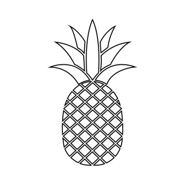Outlined pineapple displays geometric pattern against a simple white backdrop, illustrating summer freshness