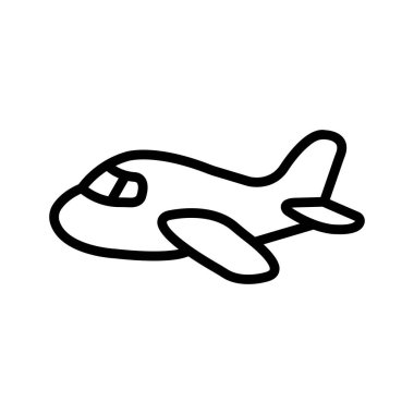 Yuvarlak kanatlı ve kuyruklu basit bir yolcu uçağının çizgi çizimi, kolay kullanım için temiz beyaz zemine karşı siyah çizgiler şeklinde sunulmuştur..