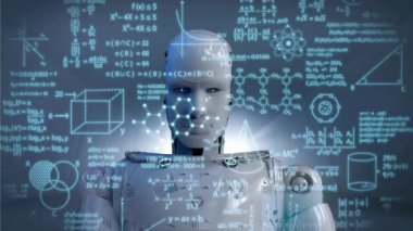Gelecekçi robot yapay zeka yapay zeka yapay zeka, yapay zeka geliştirme ve makine öğrenme konsepti, gelecekteki küresel robotik bilim araştırmaları