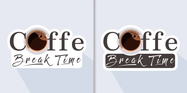Kaffee Logo Design Mit Aufkleber Konzept — Stockvektor