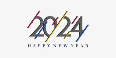 2024 mutlu yeni yıl logosu tasarımı 2024 sayı dizayn vektörü